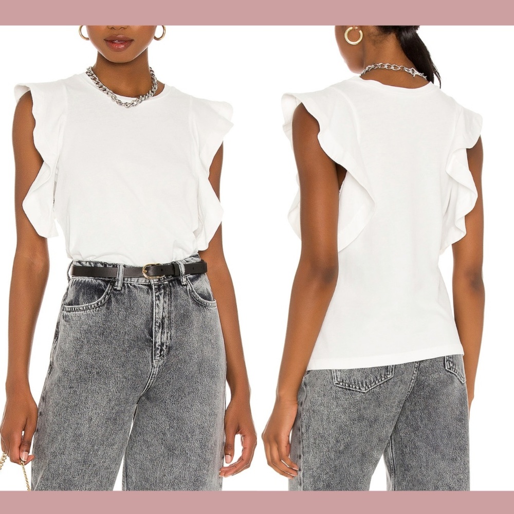 NWT AllSaints [size 2 ] Lara Ruffle Cami‎ Tee Top in Chalk White #U62